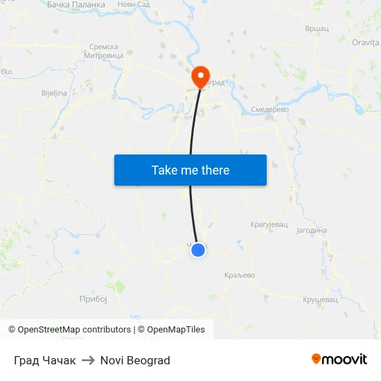 Град Чачак to New Belgrade map