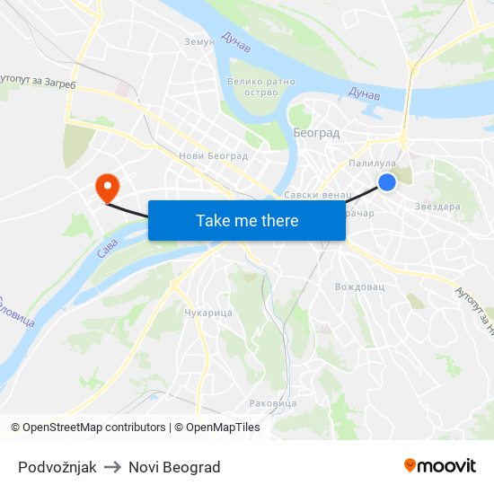 Podvožnjak to Novi Beograd map