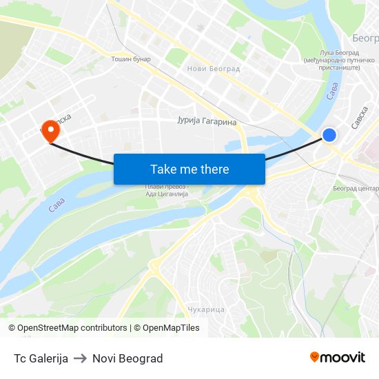 Tc Galerija to Novi Beograd map