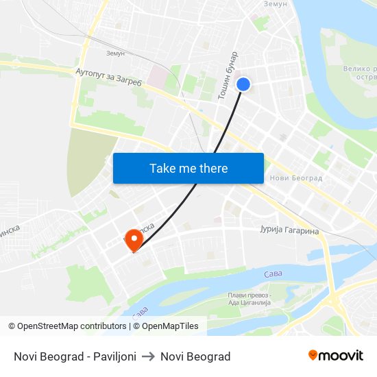 Novi Beograd - Paviljoni to Novi Beograd map