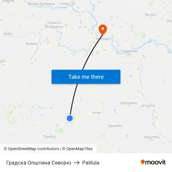 City Municipality of Sejovo to Palilula map