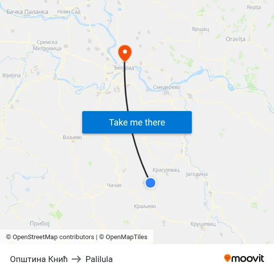 Knić Municipality to Palilula map