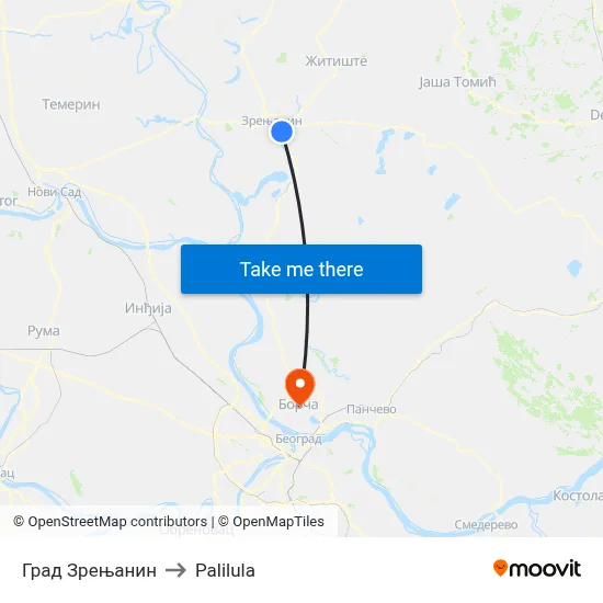 City of Zrenjanin to Palilula map