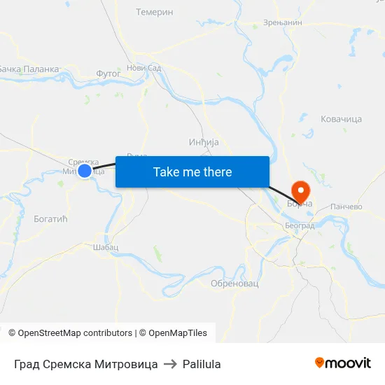City of Sremska Mitrovica to Palilula map