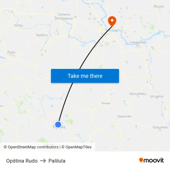 Rudo Municipality to Palilula map