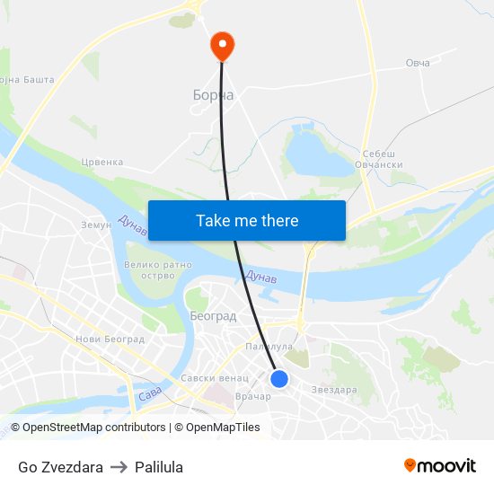 Go Zvezdara to Palilula map