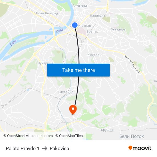 Palata Pravde 1 to Rakovica map