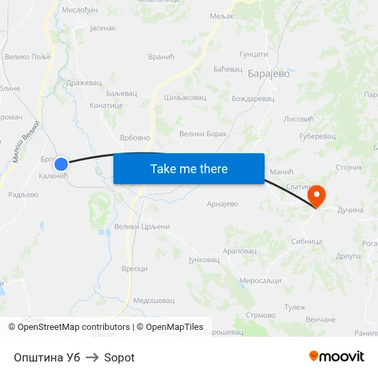 Ub Municipality to Sopot map