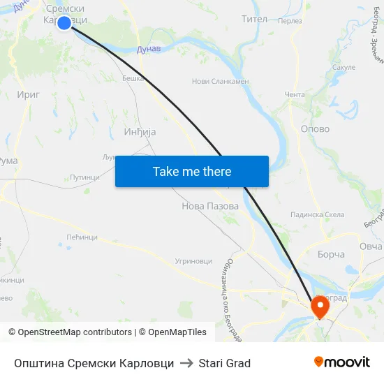 Sremski Karlovci Municipality to Old Town map