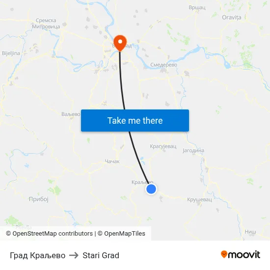 Град Краљево to Old Town map