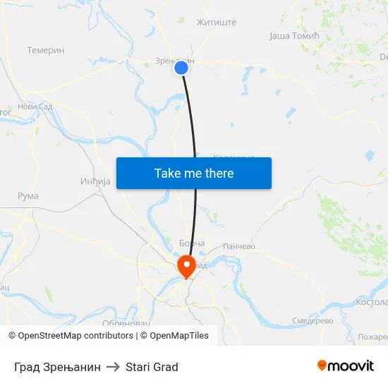 Град Зрењанин to Old Town map