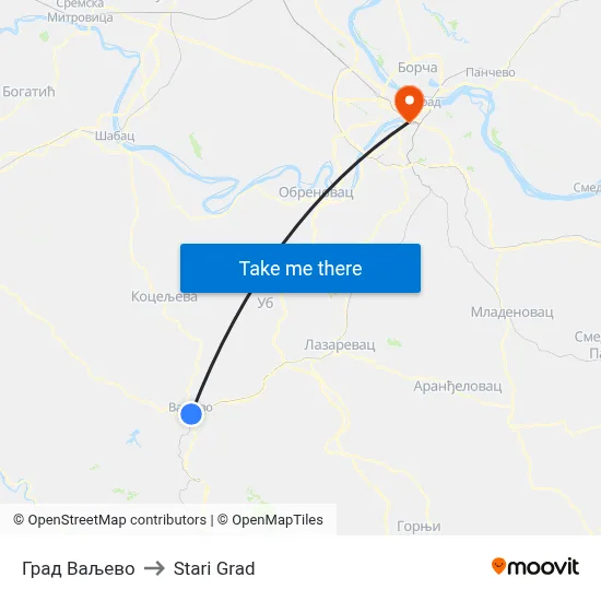 City of Valjevo to Old Town map