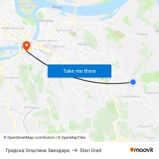 Zvezdara City Municipality to Old Town map