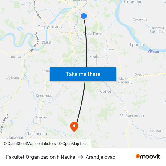 Fakultet Organizacionih Nauka to Arandjelovac map