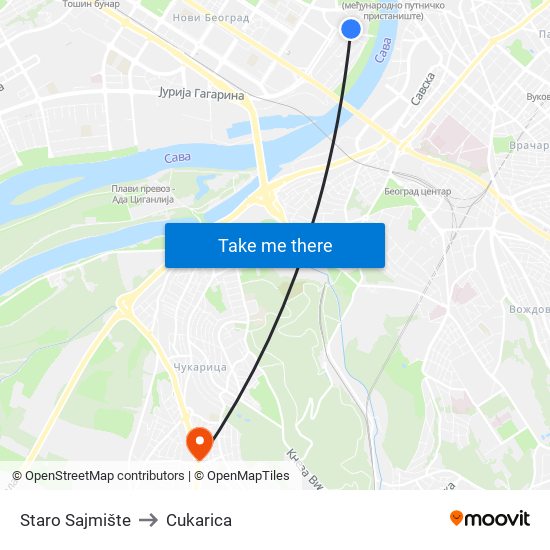 Staro Sajmište to Cukarica map