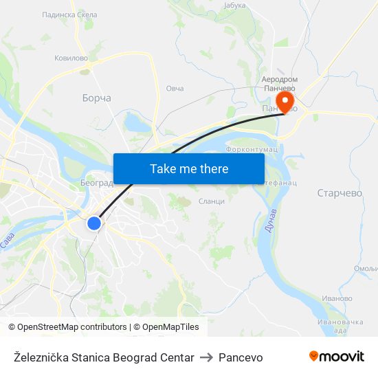 Železnička Stanica Beograd Centar to Pancevo map