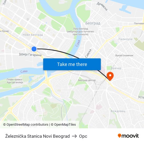 Železnička Stanica Novi Beograd to Орс map