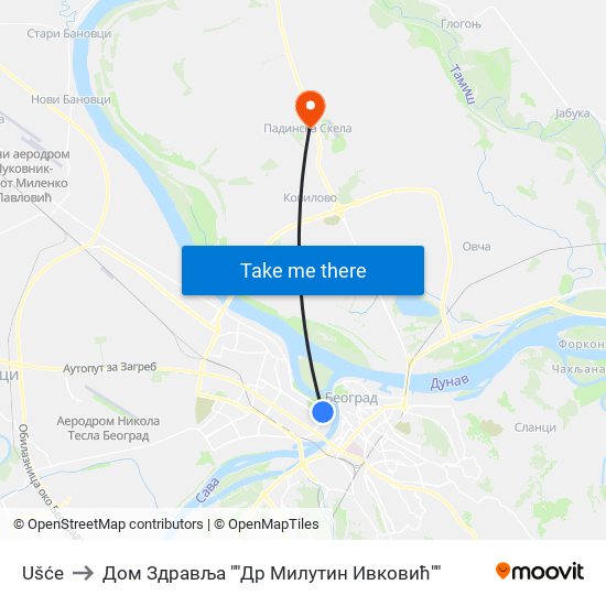 Ušće to Дом Здравља ""Др Милутин Ивковић"" map