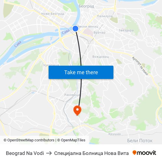 Beograd Na Vodi to Специјална Болница Нова Вита map