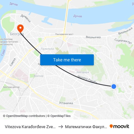 Vitezova Karađorđeve Zvezde to Математички Факултет map