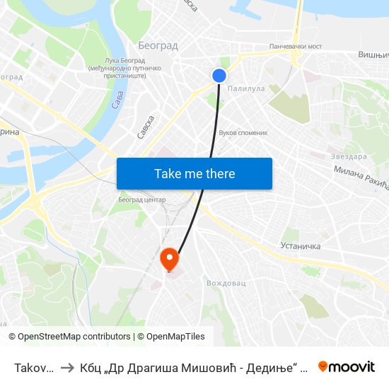 Takovska to Кбц „Др Драгиша Мишовић - Дедиње“ Комплекс А map