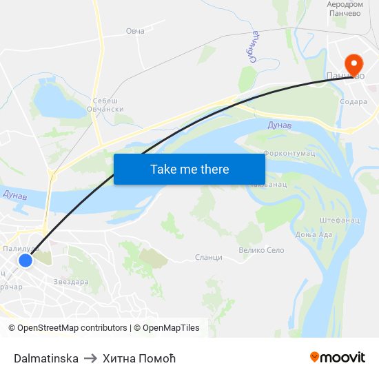 Dalmatinska to Хитна Помоћ map