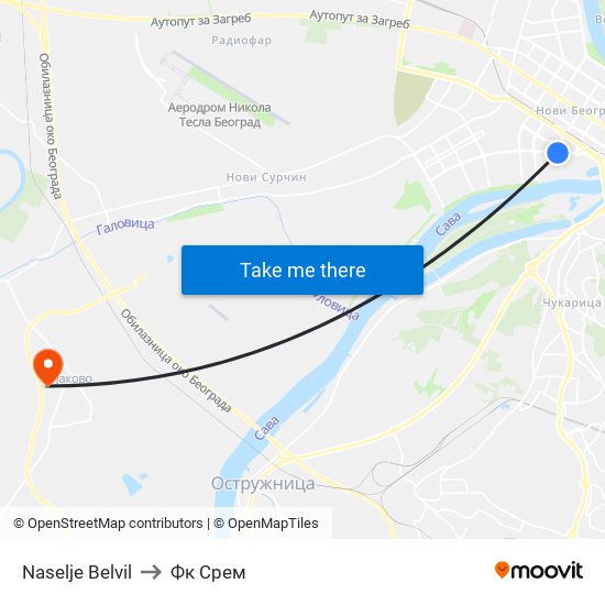 Naselje Belvil to Фк Срем map