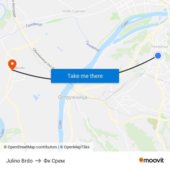 Julino Brdo to Фк Срем map