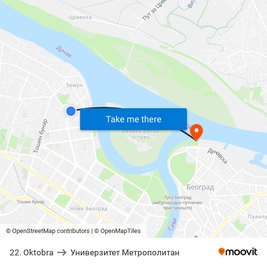 22. Oktobra to Универзитет Метрополитан map