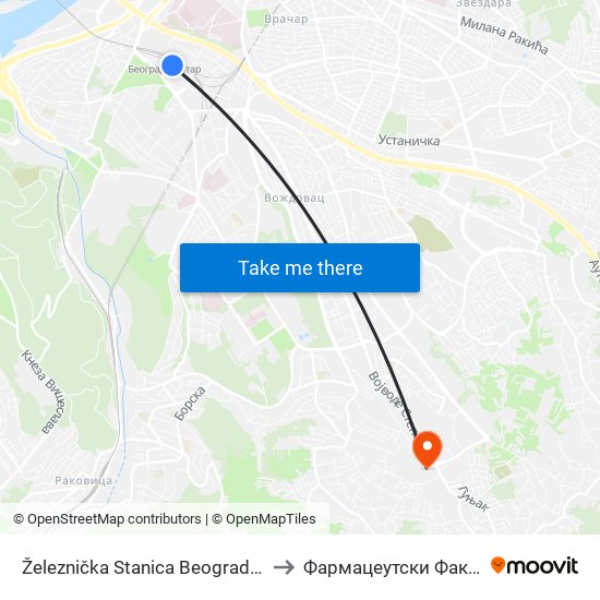 Železnička Stanica Beograd Centar to Фармацеутски Факултет map