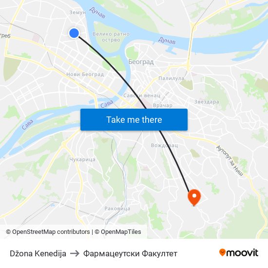 Džona Kenedija to Фармацеутски Факултет map