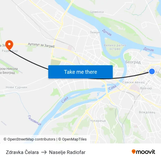 Zdravka Celara to Radiofar Settlement map