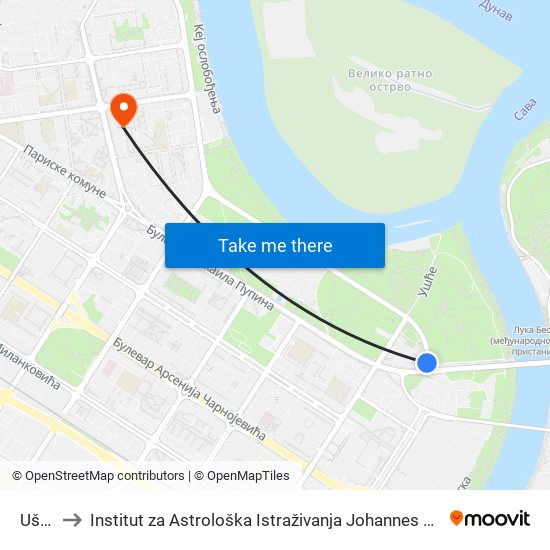 Ušće to Institut za Astrološka Istraživanja  Johannes Kepler map