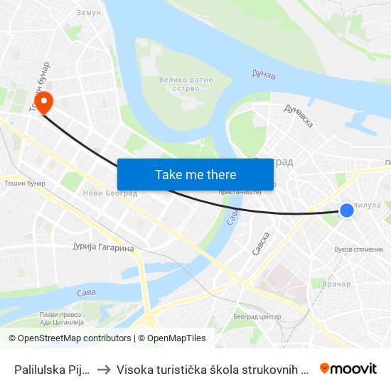 Palilulska Pijaca to Visoka turistička škola strukovnih studija map