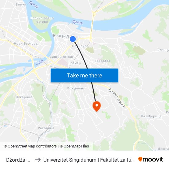 Džordža Vašingtona to Univerzitet Singidunum | Fakultet za turistički i hotelijerski menadžment map