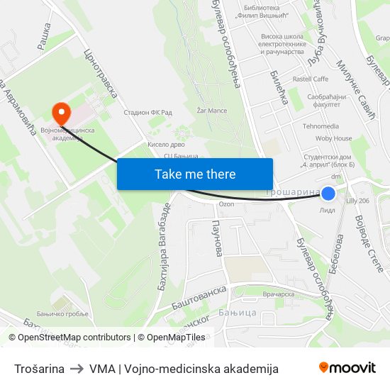 Trošarina to VMA | Vojno-medicinska akademija map