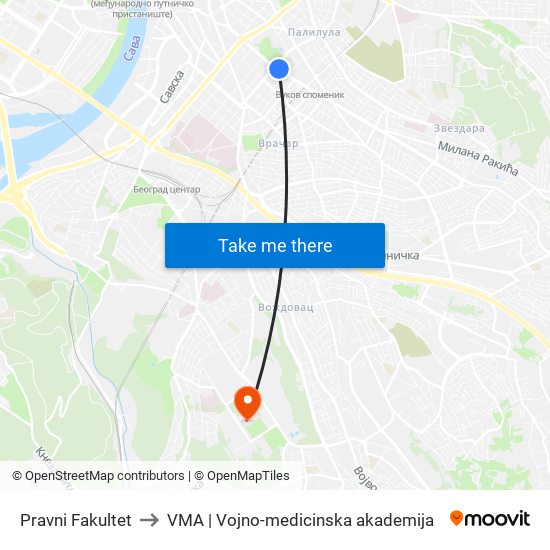 Pravni Fakultet to VMA | Vojno-medicinska akademija map