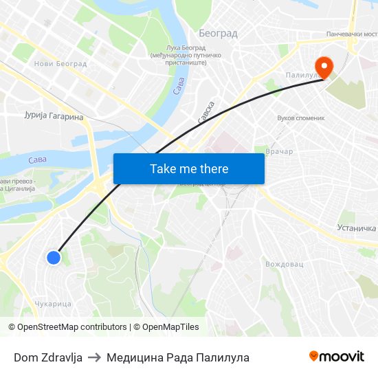 Dom Zdravlja to Медицина Рада Палилула map