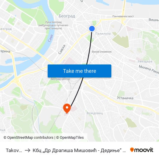 Takovska to Кбц „Др Драгиша Мишовић - Дедиње“ Комплекс Б map