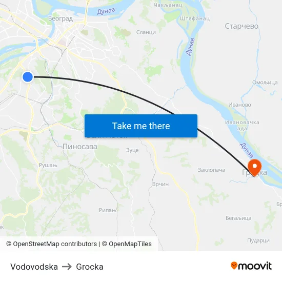 Vodovodska to Grocka map