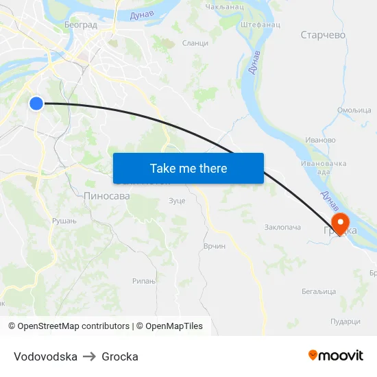 Vodovodska to Grocka map