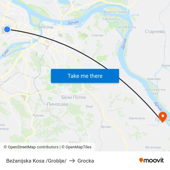Bežanijska Kosa /Groblje/ to Grocka map