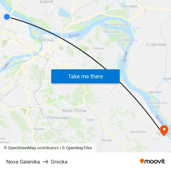 Nova Galenika to Grocka map