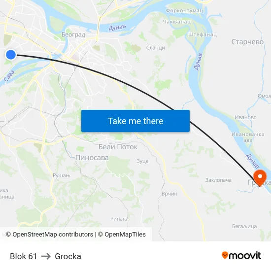 Block 61 to Grocka map