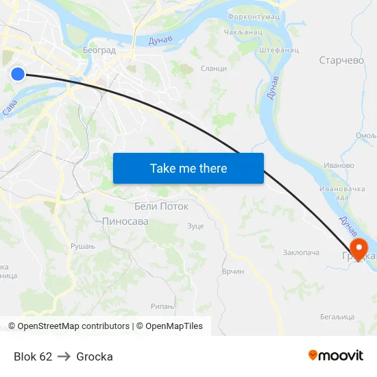 Block 62 to Grocka map