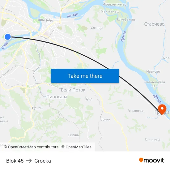 Blok 45 to Grocka map