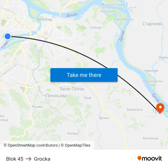 Blok 45 to Grocka map