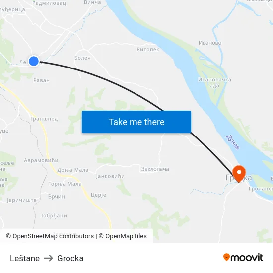 Leštane to Grocka map