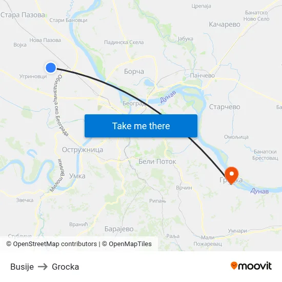 Busije to Grocka map