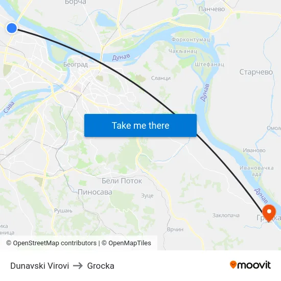 Dunavski Virovi to Grocka map